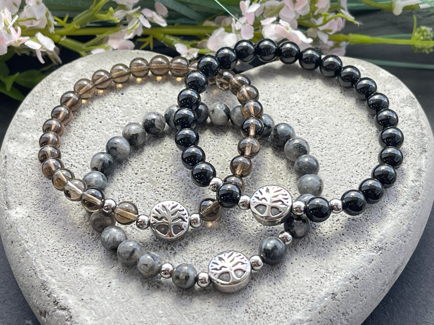 Armband schwarzer Achat Onyx Lebensbaum Edelstahl Silber oder Gold- Perlenarmband für Selbstschutz Realität - Spiritueller Schmuck