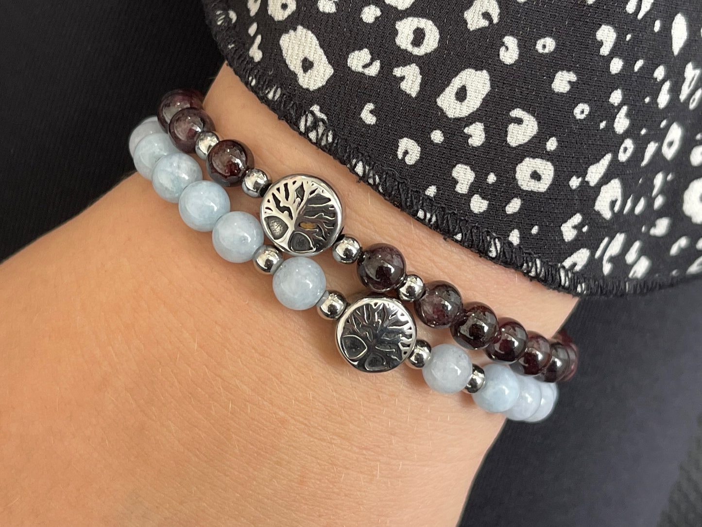 Armband  Rauchquarz Lebensbaum Edelstahl Silber oder Gold - Perlenarmband für Kraft Lebensfreude Positive Gedanken - Spiritueller Schmuck