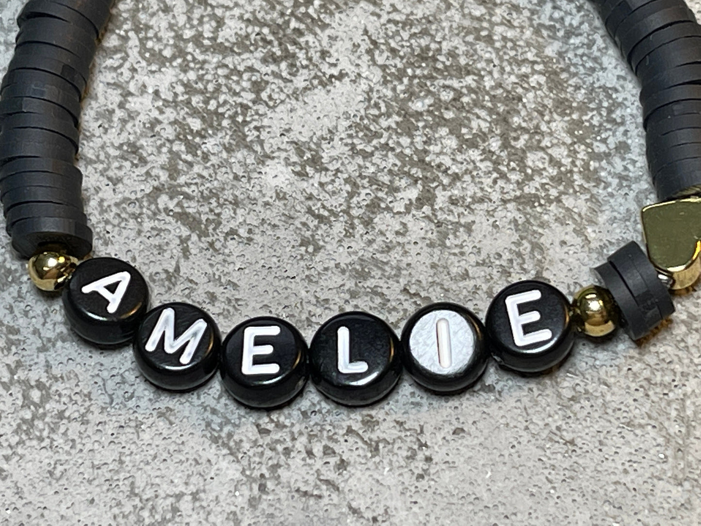 Namensarmband Katsuki Schwarz Gold- Größe 12 cm bis 20 cm- viele Farben- Geschenk für Mädchen Junge Kind Kinderarmband Freundschaft Keishi