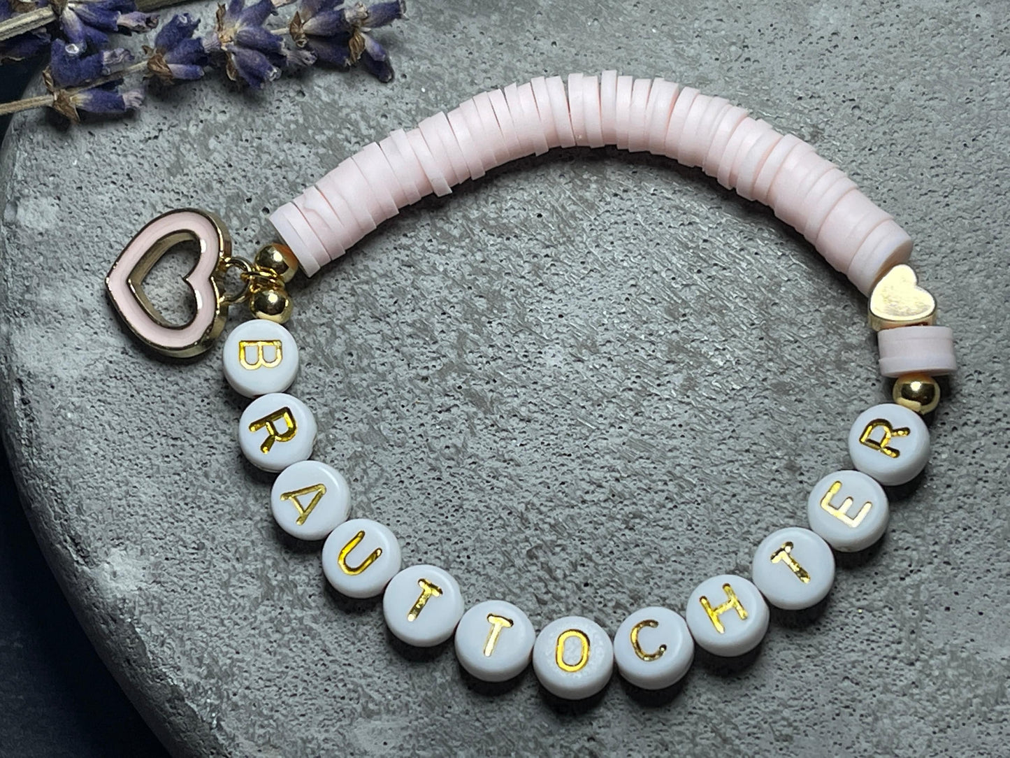 Armband Brauttochter Katsuki Rosa Gold - Größe 12 cm bis 20 cm- viele Farben- Geschenk für Ringkind Brautkind Brautkind Hochzeit und Kinder