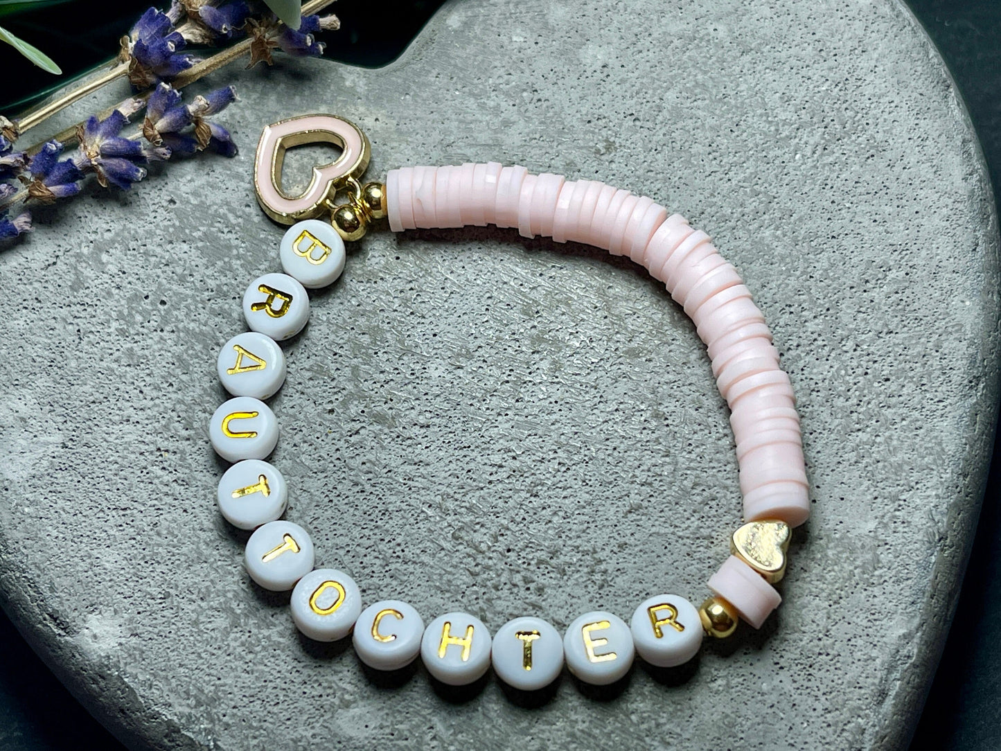 Armband Brauttochter Katsuki Rosa Gold - Größe 12 cm bis 20 cm- viele Farben- Geschenk für Ringkind Brautkind Brautkind Hochzeit und Kinder