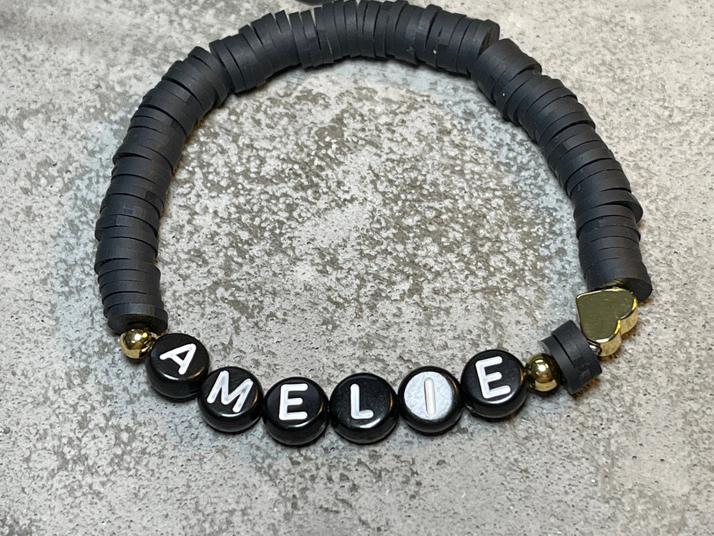 Namensarmband Katsuki Schwarz Gold- Größe 12 cm bis 20 cm- viele Farben- Geschenk für Mädchen Junge Kind Kinderarmband Freundschaft Keishi