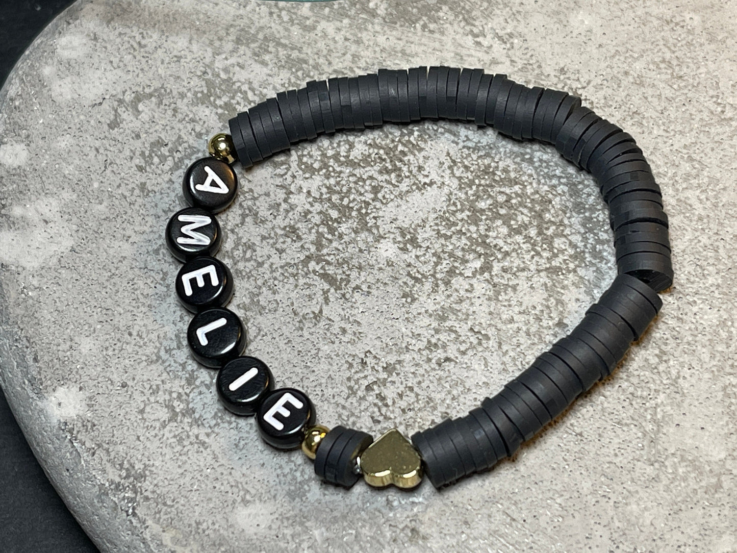 Namensarmband Katsuki Schwarz Gold- Größe 12 cm bis 20 cm- viele Farben- Geschenk für Mädchen Junge Kind Kinderarmband Freundschaft Keishi