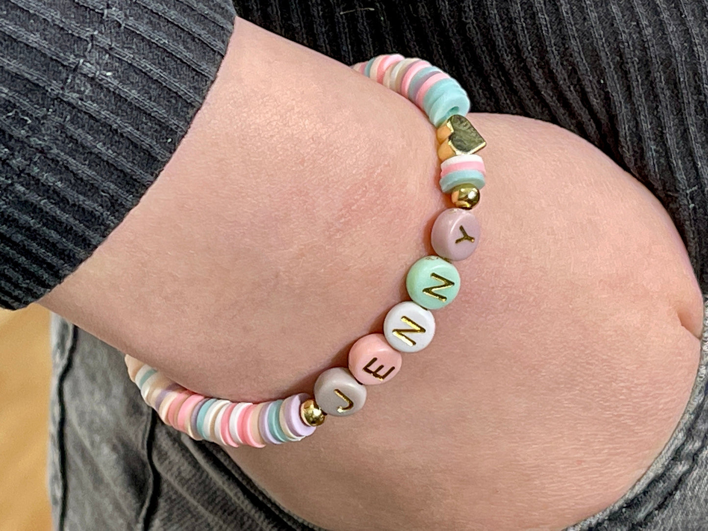 Namensarmband Katsuki Pastellmix gold- Größe 12 cm bis 20 cm- viele Farben- Geschenk für Mädchen Junge Kind Kinderarmband Freundschaft