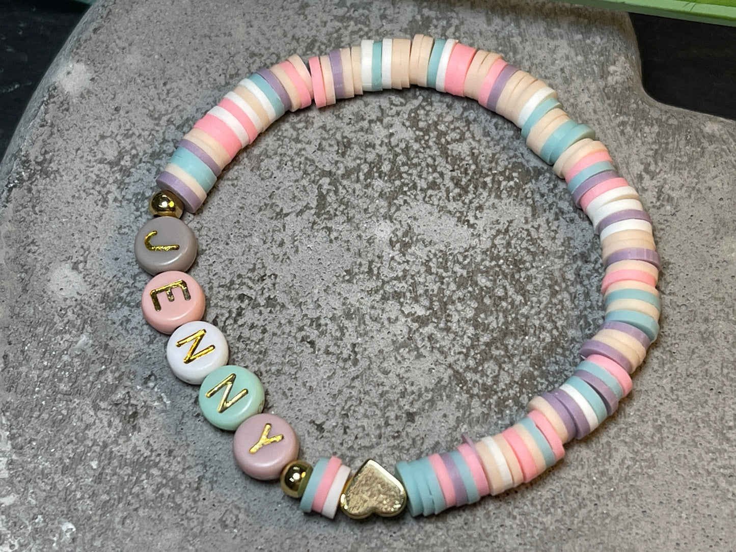 Namensarmband Katsuki Pastellmix gold- Größe 12 cm bis 20 cm- viele Farben- Geschenk für Mädchen Junge Kind Kinderarmband Freundschaft