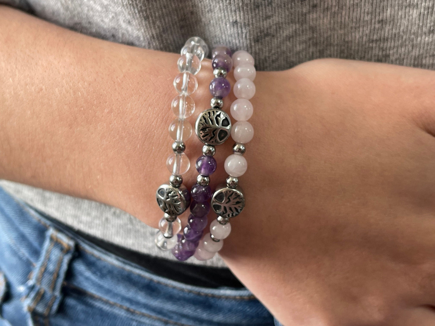 Armband  Botswana Achat Lebensbaum Edelstahl Silber oder Gold - Perlenarmband für Kraft Optimismus Willenskraft - Spiritueller Schmuck