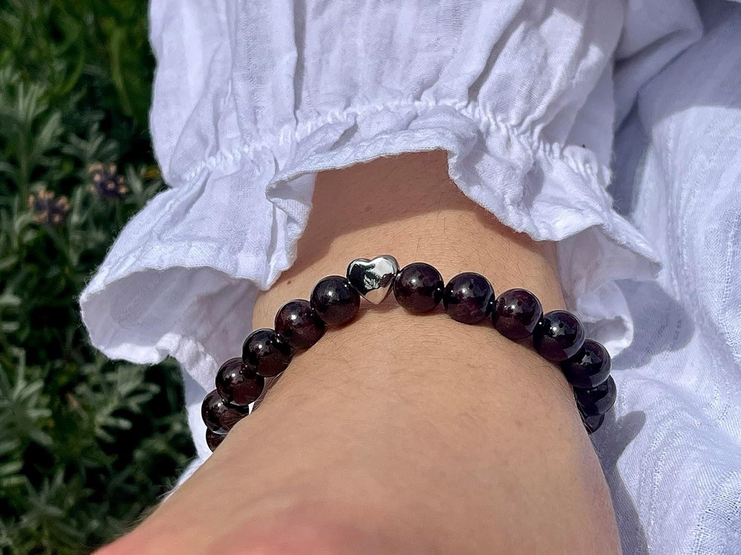 Turmalin Armband echt mit Perlen 8mm und Herzperle Edelstahl Silber Gold Roségold - Perlenarmband Schutz Kraft Stärke - Spiritueller Schmuck