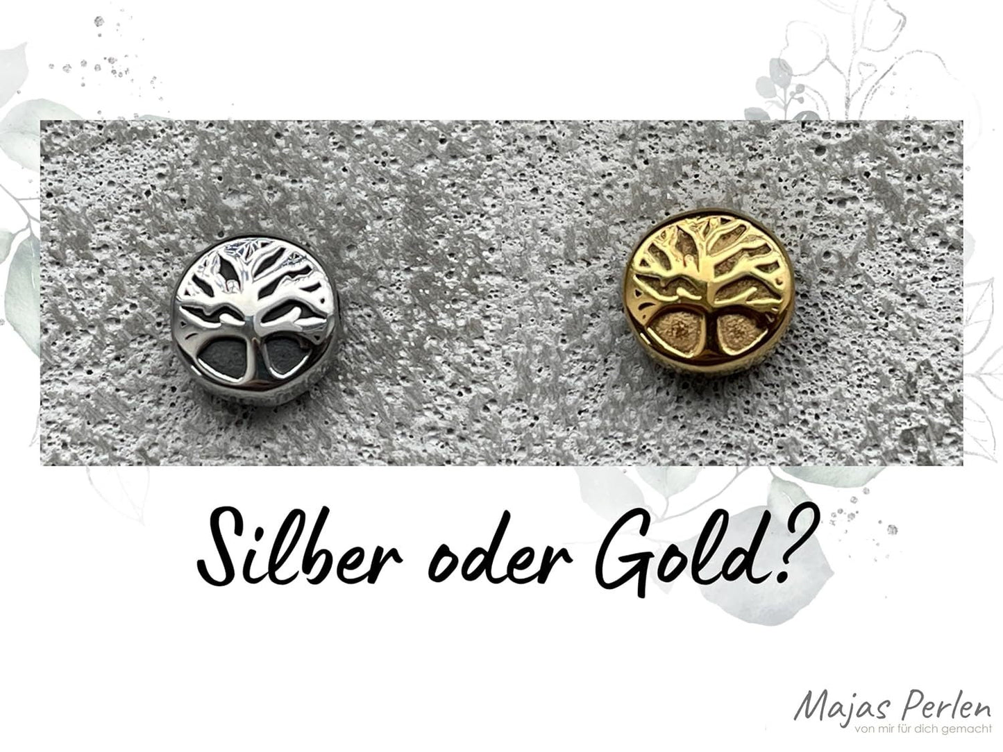 Armband Sonnenstein & Mondstein Mix Perlen 6mm Lebensbaum Edelstahl Silber oder Gold Handmade Perlenarmband Kraft Weiblichkeit Herzenswärme