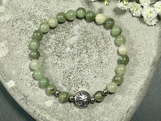 Rutilquarz Armband mit Perlen echt 6mm Lebensbaum Edelstahl Silber oder Gold - Handmade Perlenarmband Energie Stabilität Selbstvertrauen