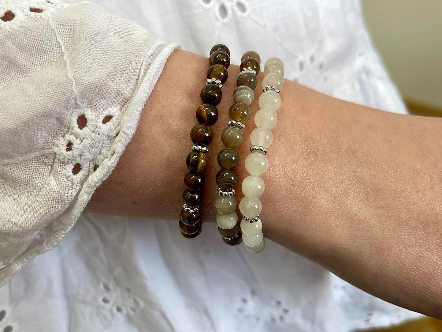 Granat Armband mit Perlen echt 6mm Daisyperlen echt Platiniert oder Vergoldet - Handmade Perlenarmband Kreativität Vertrauen Freundschaft