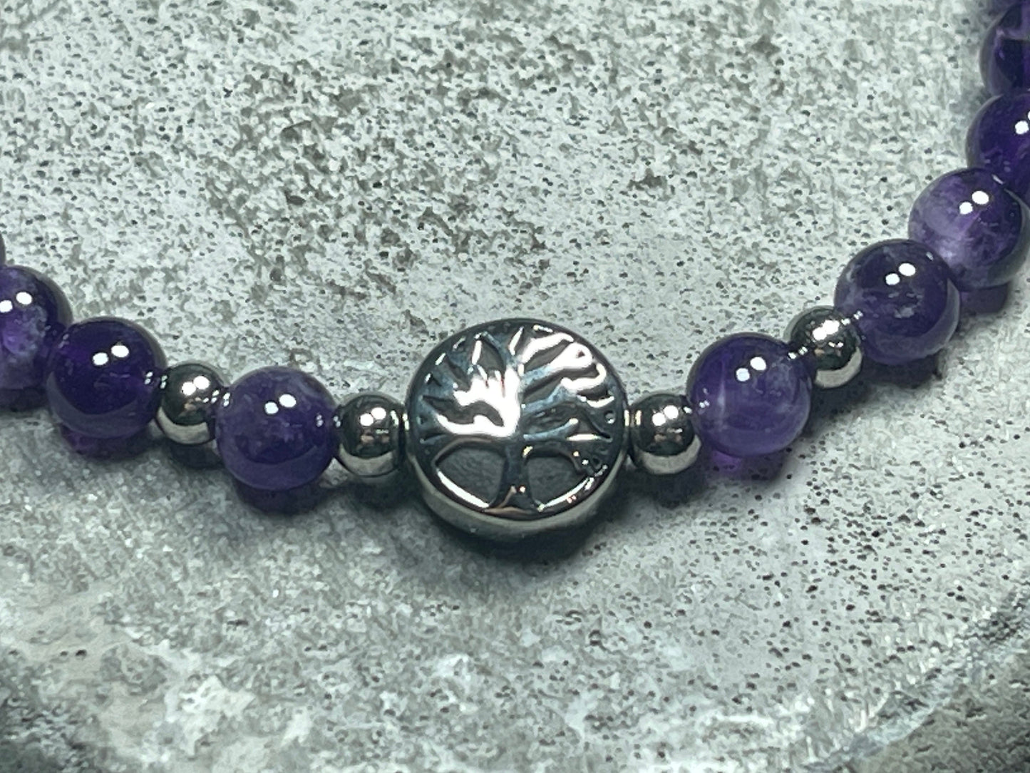 Perlenarmband Amethyst Lebensbaum Gold oder Silber Makramee Perlenarmband wahre Liebe Inspiration Energie - Spiritueller Schmuck unisex
