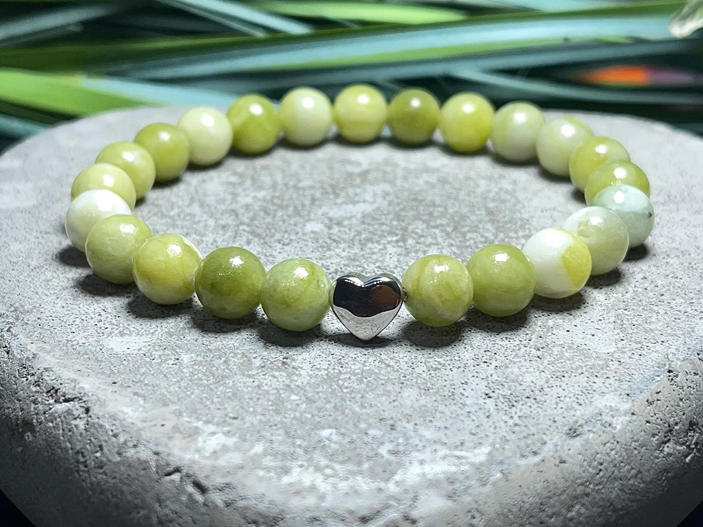 Peridot Armband echt mit Perlen 8mm Herzperle Edelstahl Silber Gold Roségold - Perlenarmband Freude Toleranz Gelassenheit - spirituell