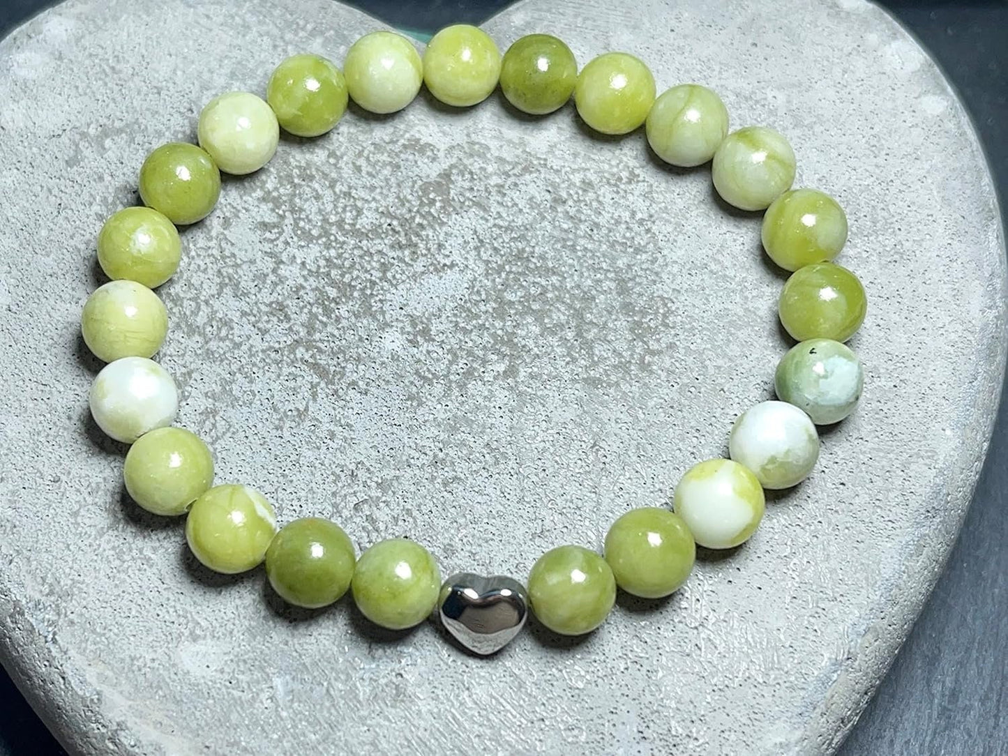 Peridot Armband echt mit Perlen 8mm Herzperle Edelstahl Silber Gold Roségold - Perlenarmband Freude Toleranz Gelassenheit - spirituell