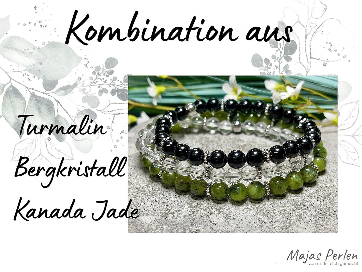 Bergkristall Armband mit Perlen 6mm Daisyperlen echt Platiniert oder Vergoldet - Handmade Perlenarmband für Reinheit Bewusstsein Klarheit