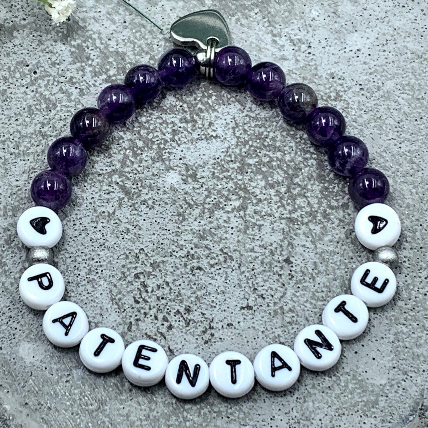 Armband Patentante Amethyst - Geschenk für Patin Patenschaft Andenken an Taufe Taufgeschenk - viele Edelsteine - personalisierbar