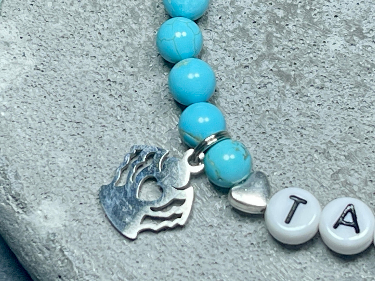 Armband Patentante Türkis Herz - Geschenk Patenschaft Andenken Taufe Taufgeschenk Willst du Patin sein - viele Edelsteine - personalisierbar