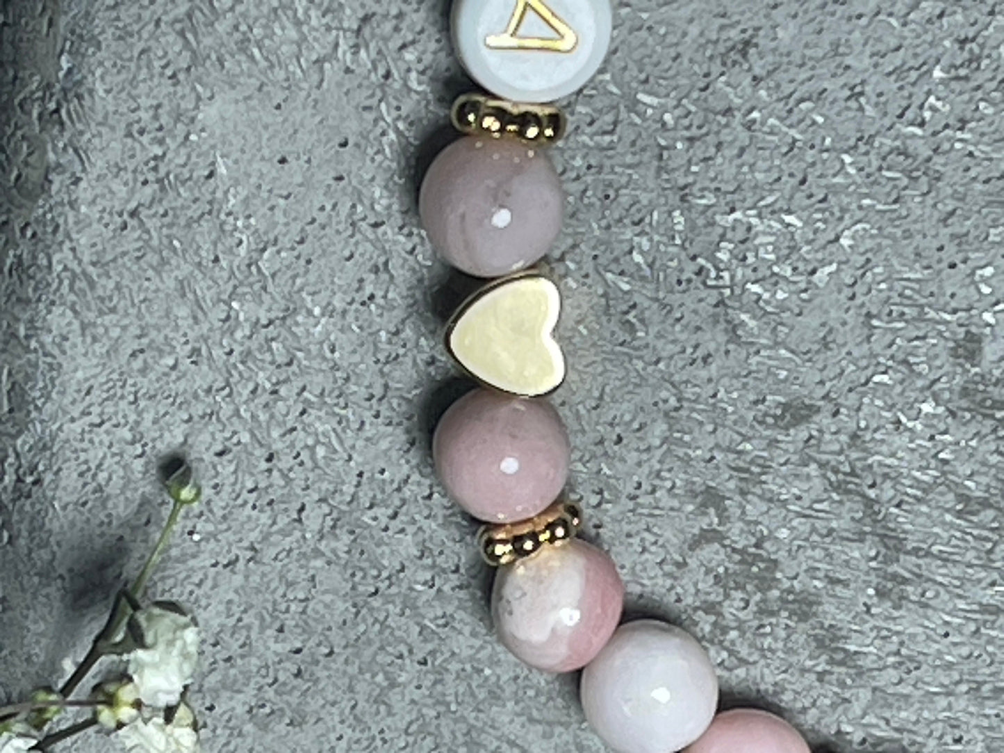 Armband mit Namen Rosa Opal - Kindernamen - Herz echt Vergoldet - Geschenk für Mama Lieblingsmensch Beste Freundin - pesonalisierbar