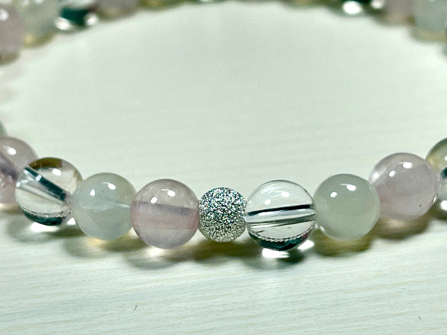 Armband Wechseljahre Mondstein Rosenquarz Bergkristall echt 6mm mit 925er Sterling Silber Gold Roségold 5mm facettiert - Handmade