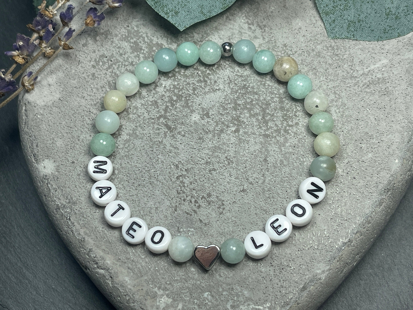 Armband Rosenquarz Mama und Kindername - Herz echt Platiniert - Geschenk Schwangerschaft Baby Geburt Mädchenarmband - personalisierbar