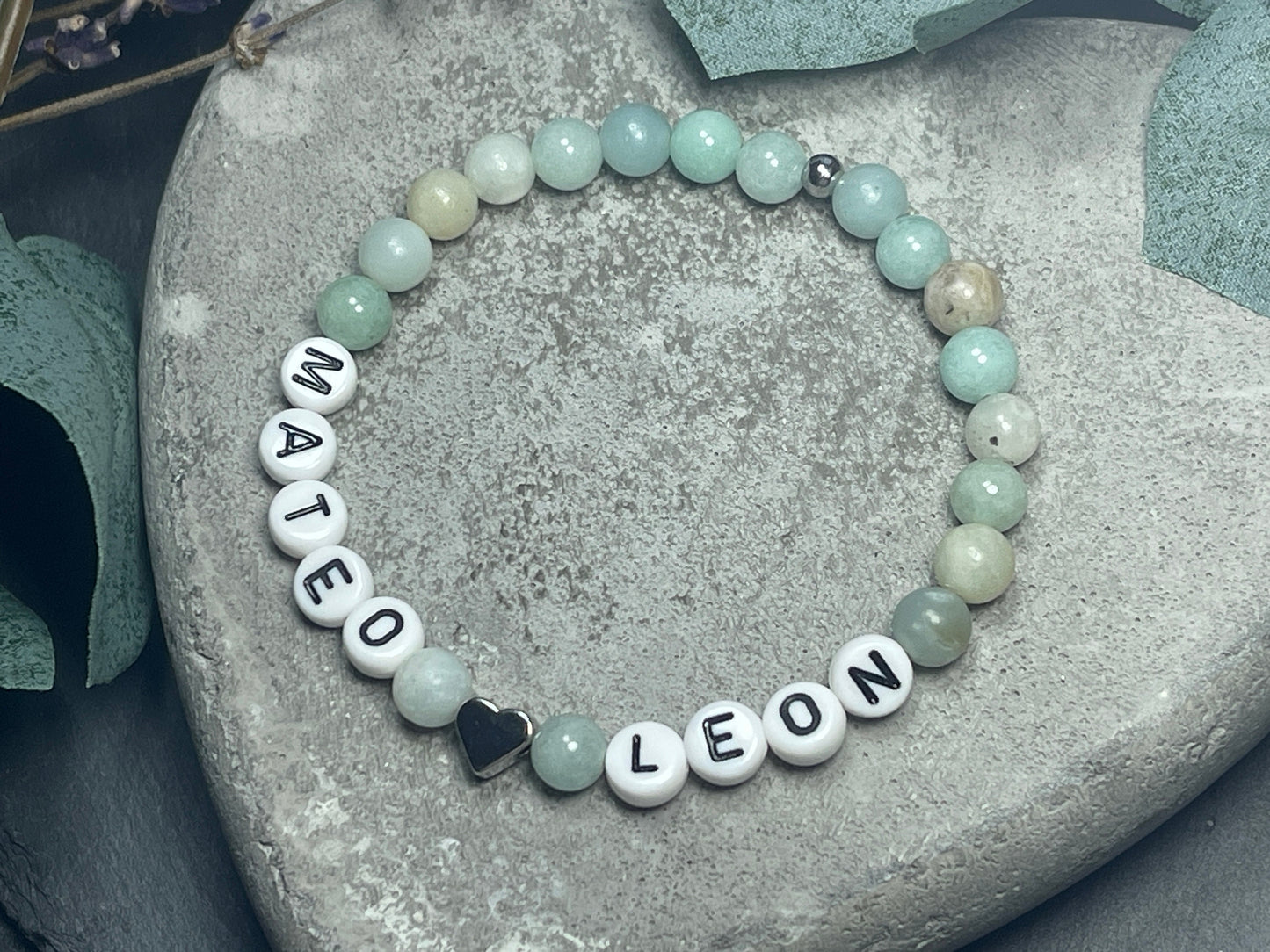 Armband Rosenquarz Mama und Kindername - Herz echt Platiniert - Geschenk Schwangerschaft Baby Geburt Mädchenarmband - personalisierbar