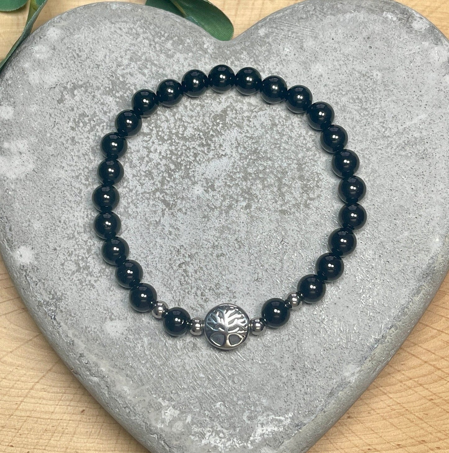 Armband schwarzer Achat Onyx Lebensbaum Edelstahl Silber oder Gold- Perlenarmband für Selbstschutz Realität - Spiritueller Schmuck
