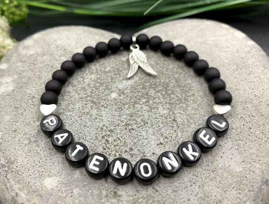 Armband Patenonkel Schwarz - Geschenk Taufpate Frage Patenschaft Erinnerungsarmband Taufe - Willst du mein Patenonkel sein - viele Farben