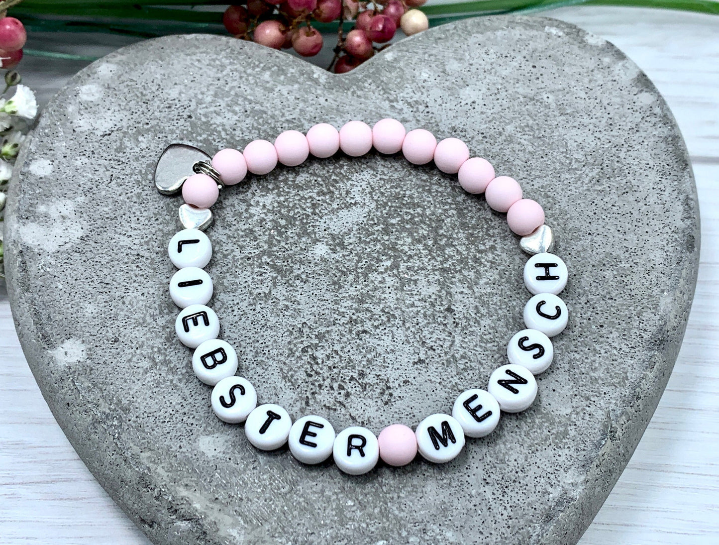 Armband liebster Mensch Rosa Acryl - Freundschaftsarmband Geschenk Lieblingsmensch beste Freundin - viele Farben - personalisierbar