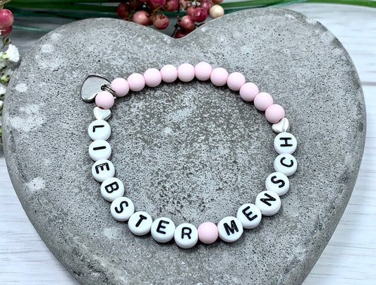 Armband liebster Mensch Rosa Acryl - Freundschaftsarmband Geschenk Lieblingsmensch beste Freundin - viele Farben - personalisierbar