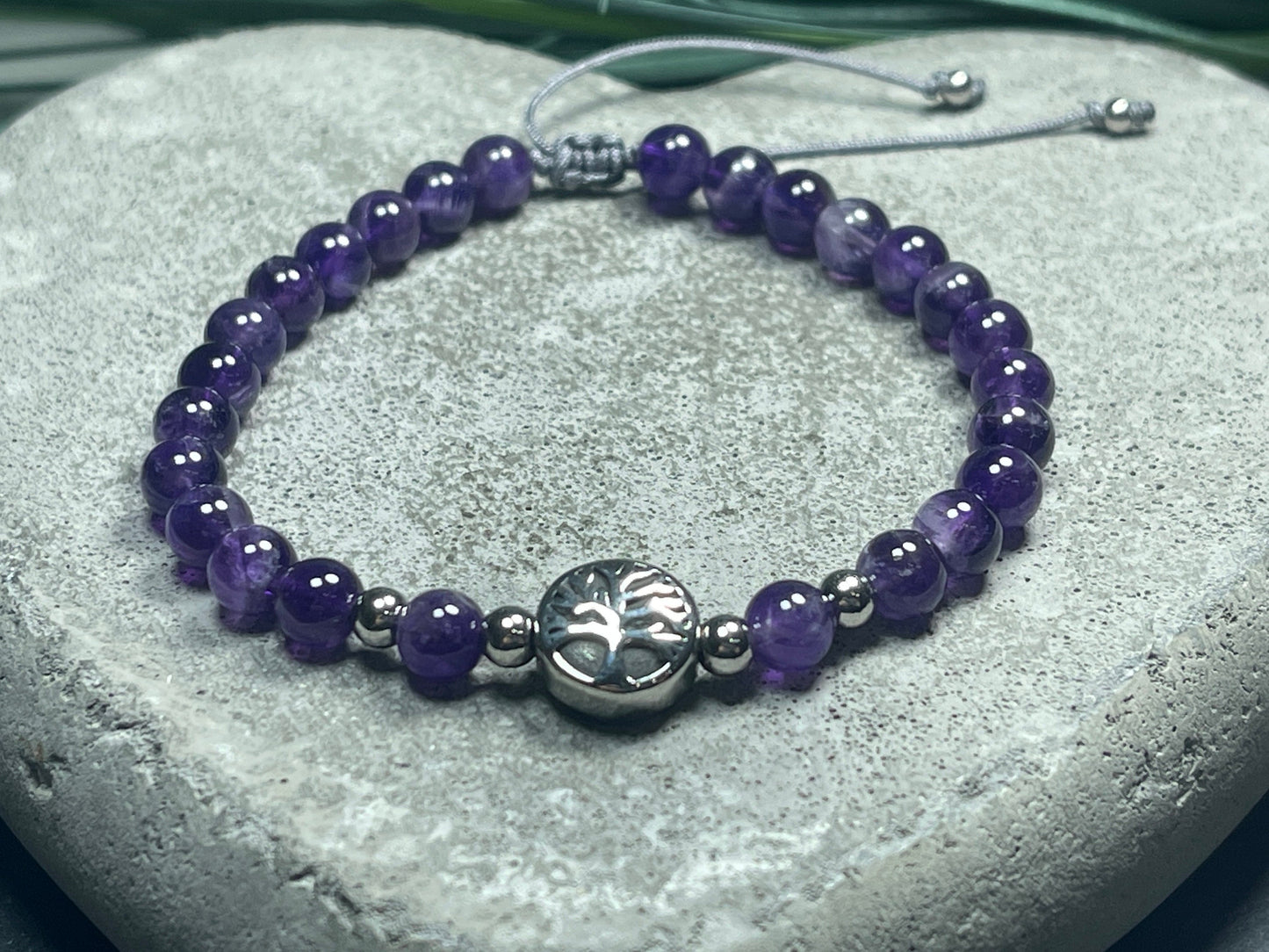Perlenarmband Amethyst Lebensbaum Gold oder Silber Makramee Perlenarmband wahre Liebe Inspiration Energie - Spiritueller Schmuck unisex