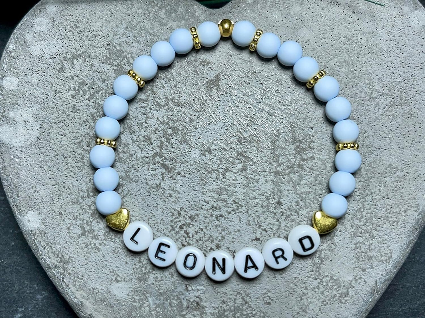 Armband mit Namen Acryl Hellblau mit Gold - Geschenk Mama Freundschaft Kinderarmband personalisiert -  Wunschfarbe - viele Farben