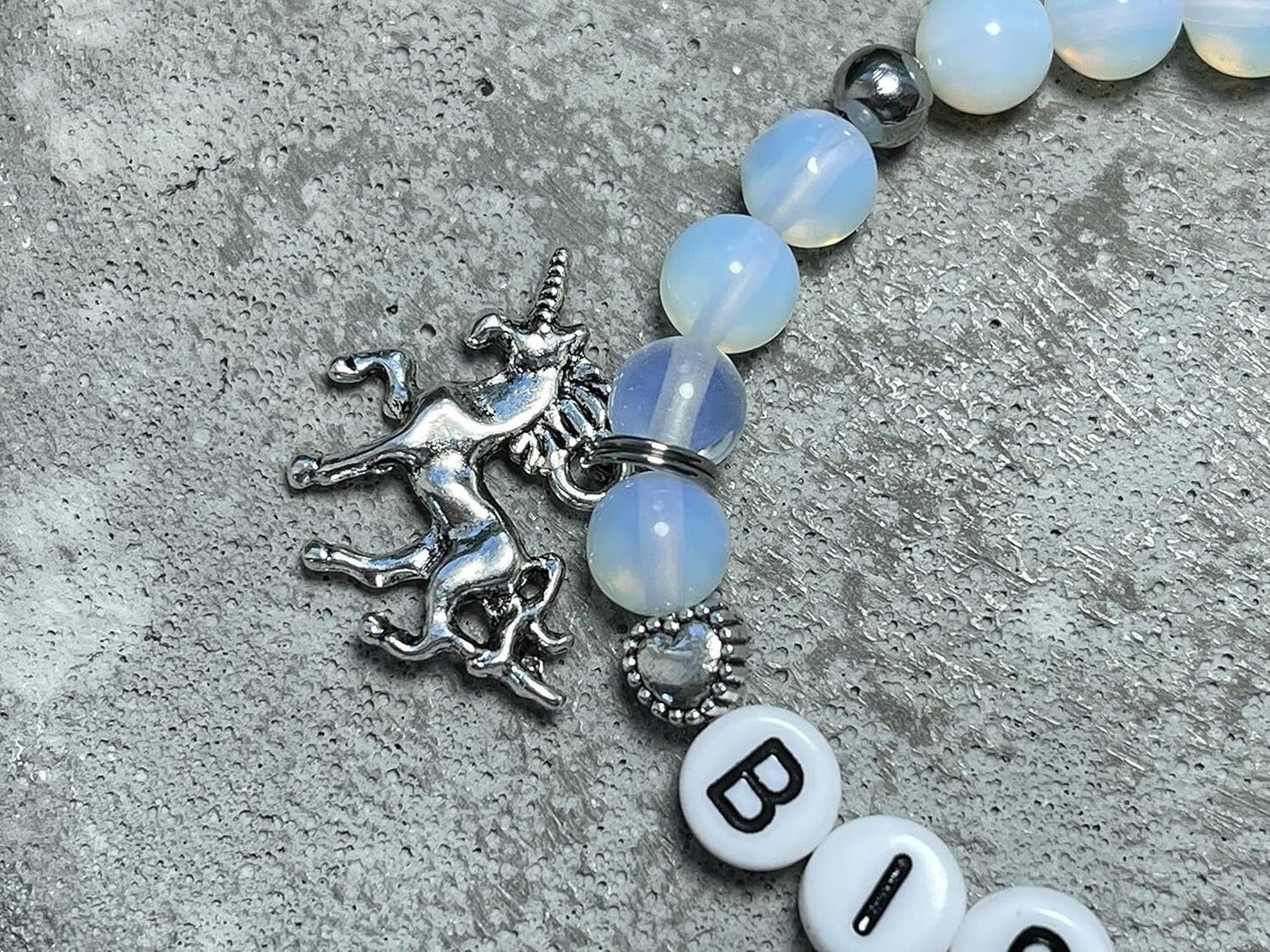 Armband Große Schwester Opal Herzen - Geschenk Familie Geburt Geschwisterkind Little Sister - diverse Edeslsteine