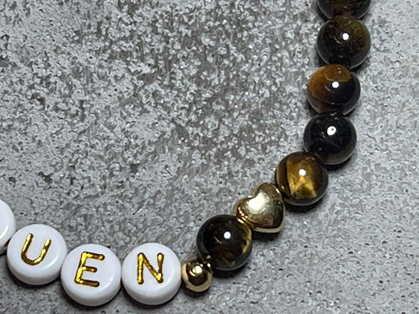 Armband Tigerauge gold Vertrauen -  Herz echt Vergoldet - Glücksarmband Perlenarmband mit Motto - Geschenk Lieblingsmensch Mama Freundschaft