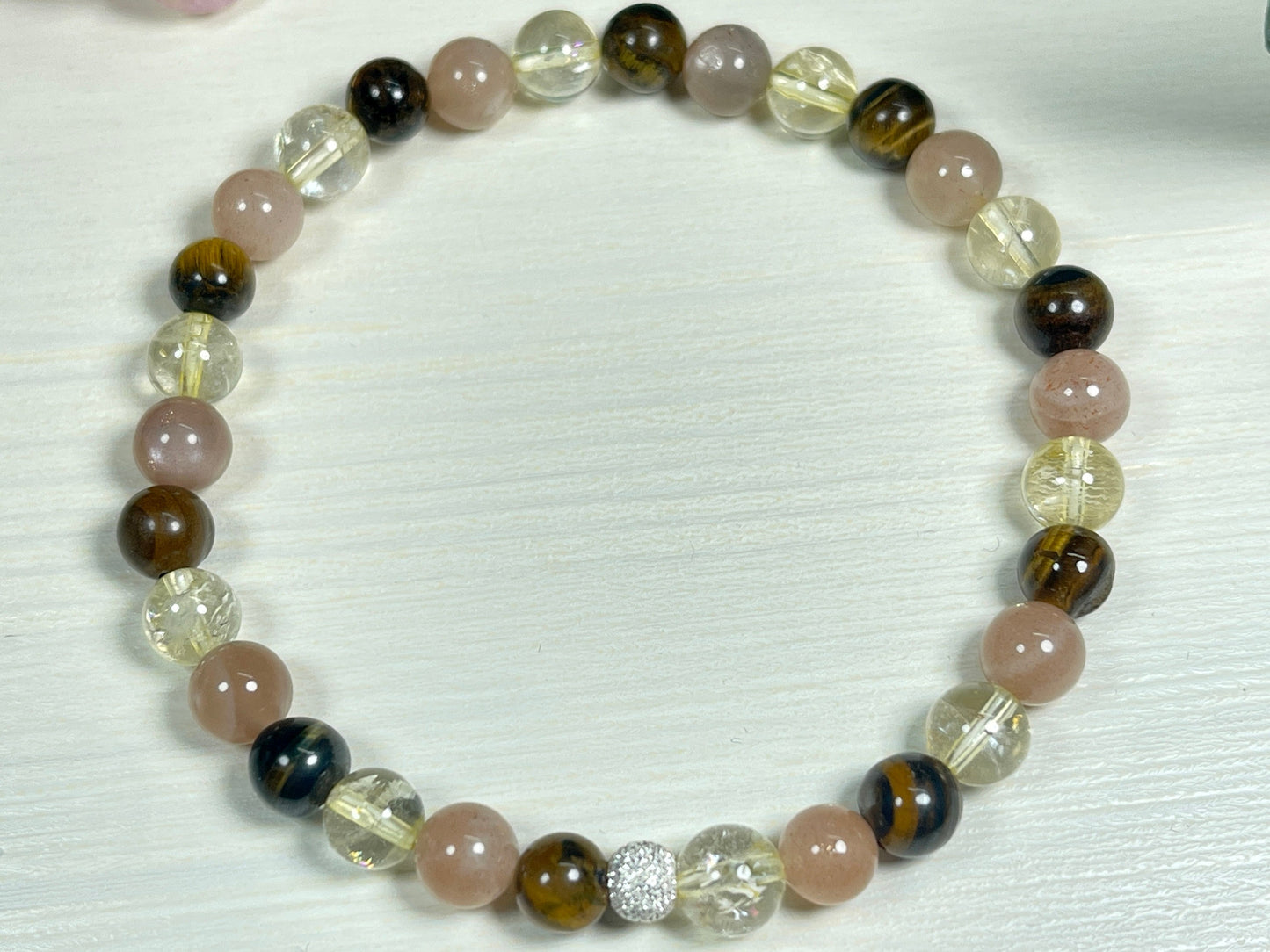 Armband Kreativität Citrin Sonnenstein Granat echt 6mm mit 925er Sterling Silber Gold Roségold 5mm facettiert - Handmade Perlenarmband