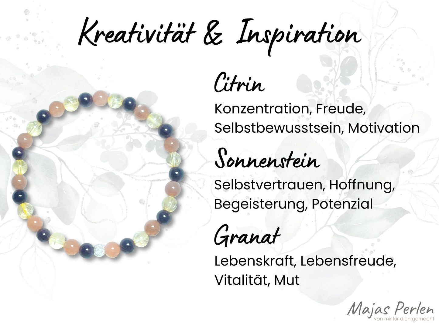 Armband Kreativität Citrin Sonnenstein Granat echt 6mm mit 925er Sterling Silber Gold Roségold 5mm facettiert - Handmade Perlenarmband