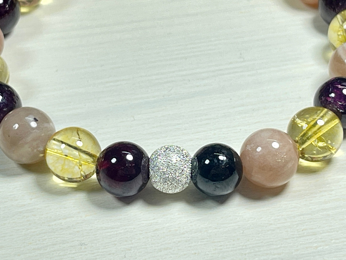 Armband Kreativität Citrin Sonnenstein Granat echt 8mm mit 925er Sterling Silber Gold Roségold 7mm facettiert - Handmade Perlenarmband