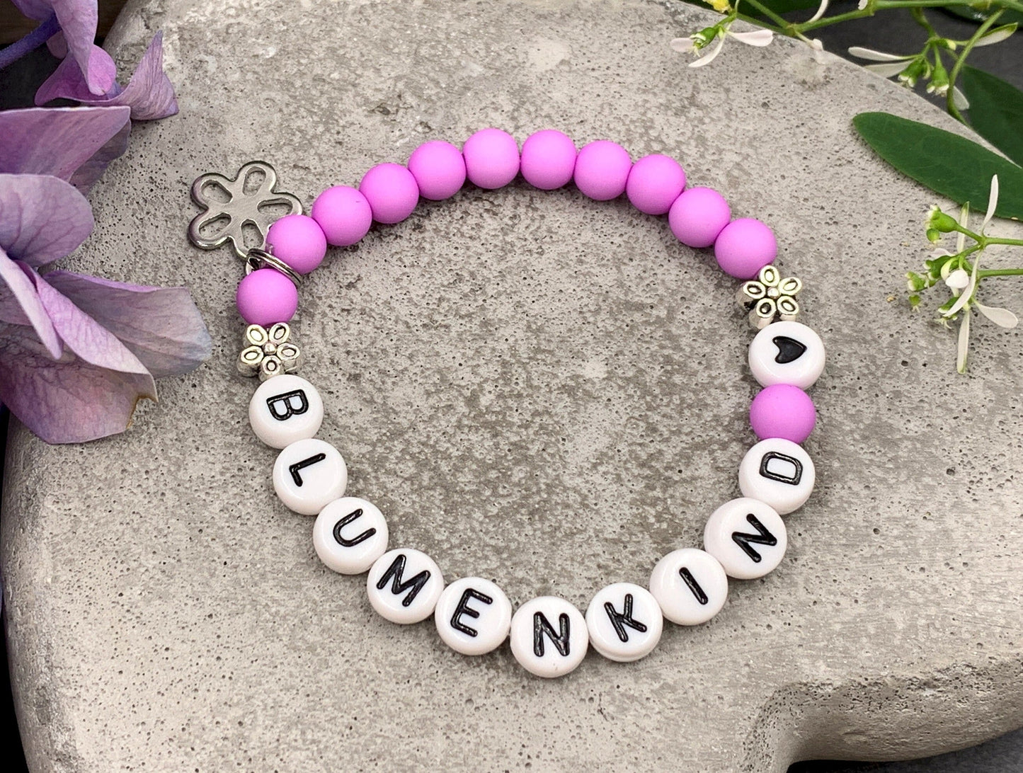 Armband Blumenkind Orchidee - Perlen Acryl 6 mm - Geschenk Blumenmädchen Blumenjunge - Kinder und Hochzeit- Wunschfarbe - personalisierbar