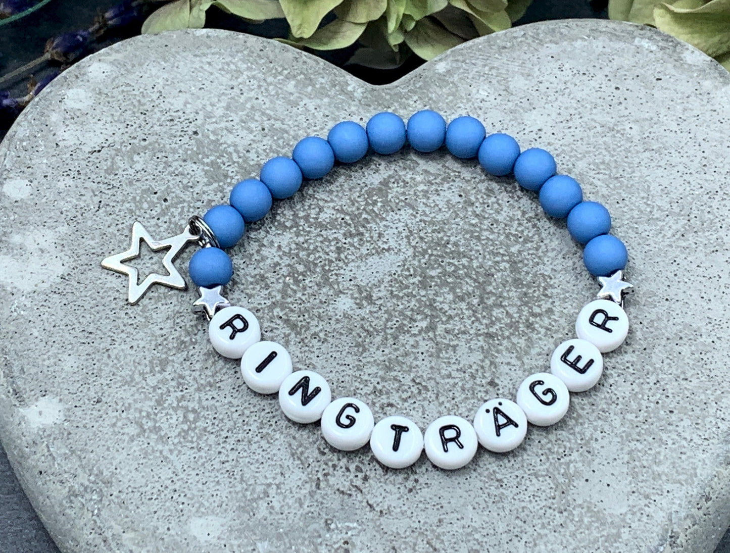 Armband Ringträger Blau Acryl 6 mm - Geschenk Ringkind Ringmädchen Kerzenkind Kerzenjunge - viele Farben - personalisierbar