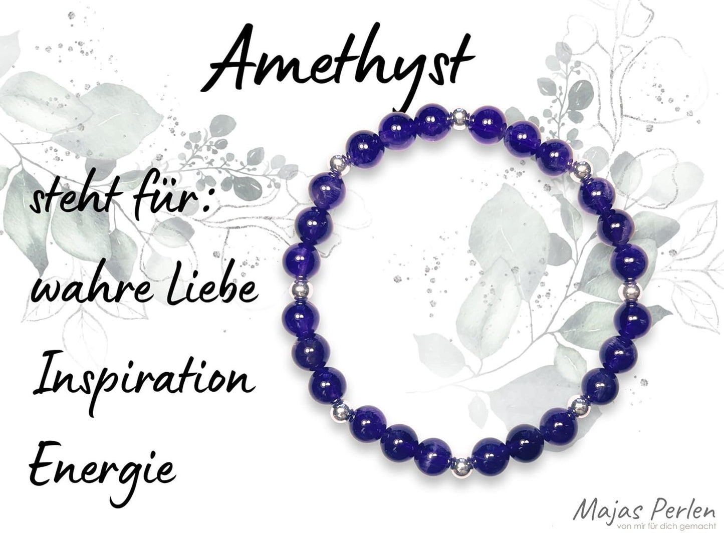 Amethyst Armband Perlen echt 6mm mit Edelstahlperlen 4mm Silber Gold Roségold spirituelles Perlenarmband Wahre Liebe Inspiration Energie