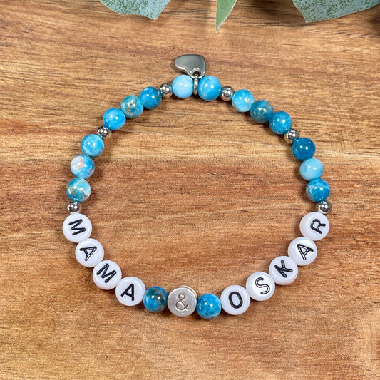 Armband Mama Kind Apatit - Namensarmband Perlenarmband Geschenk Geburt Schwangerschaft Muttertag Lieblingsmensch - pesonalisierbar