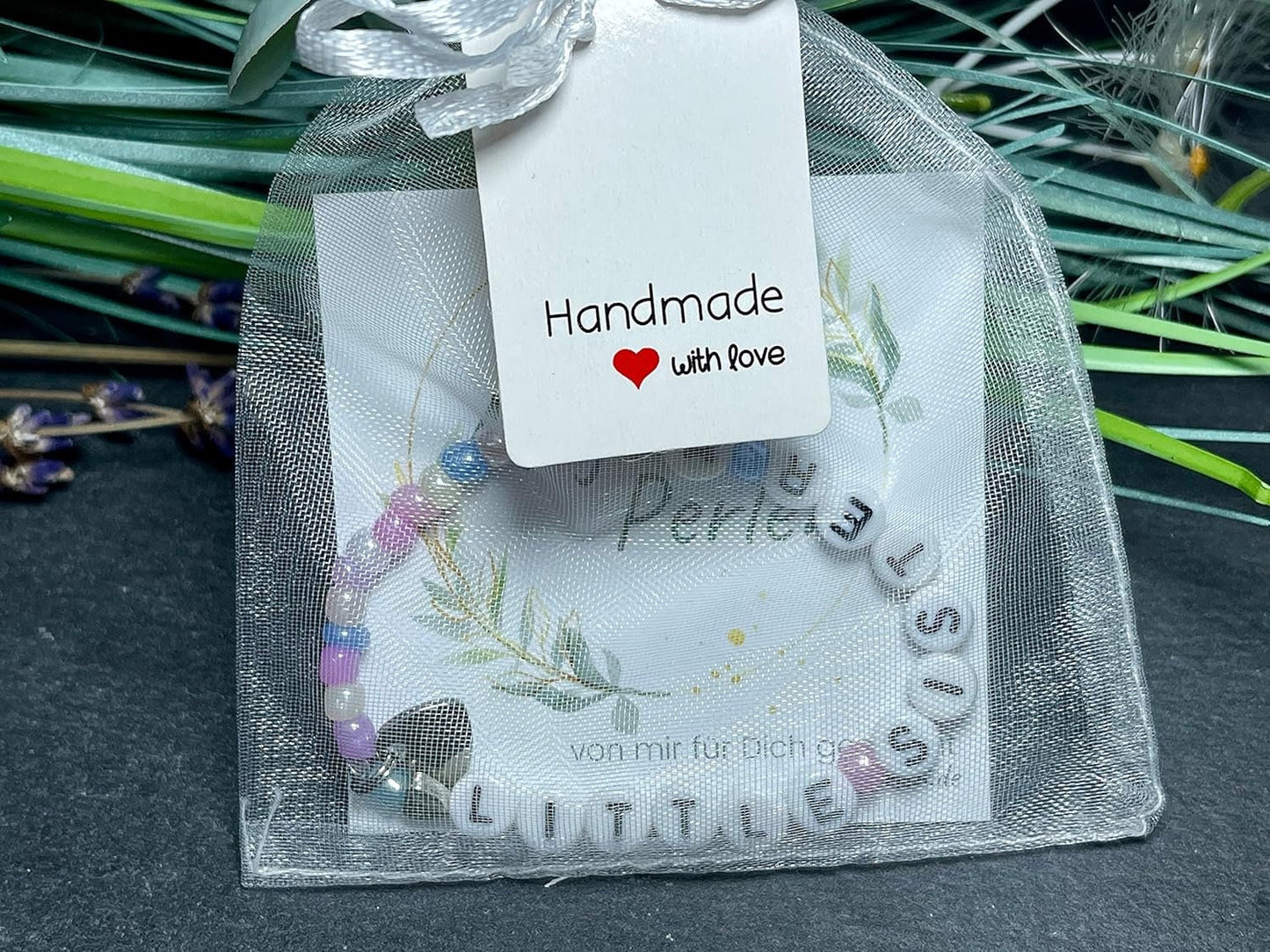 Perlenarmband Grosse Schwester Regenbogen- Geschenk Schwesterherz kleiner Bruder Familie Mädchenarmband - Wunschfarbe - personalisierbar