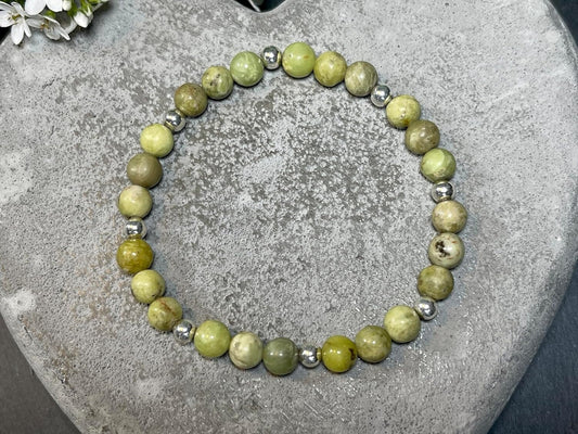 Armband Peridot Perlen echt 6mm mit Sterling Silber 925 Perlen Gold Roségold plated -  Freude Toleranz Gelassenheit- Spirituell