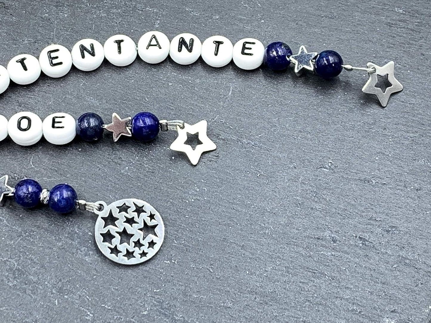 Schlüsselanhänger Patentante und Name Lapislazuli - Geschenk Frage Patenschaft Andenken Taufe Taufgeschenk -  Edelsteine wählbar anpassbar