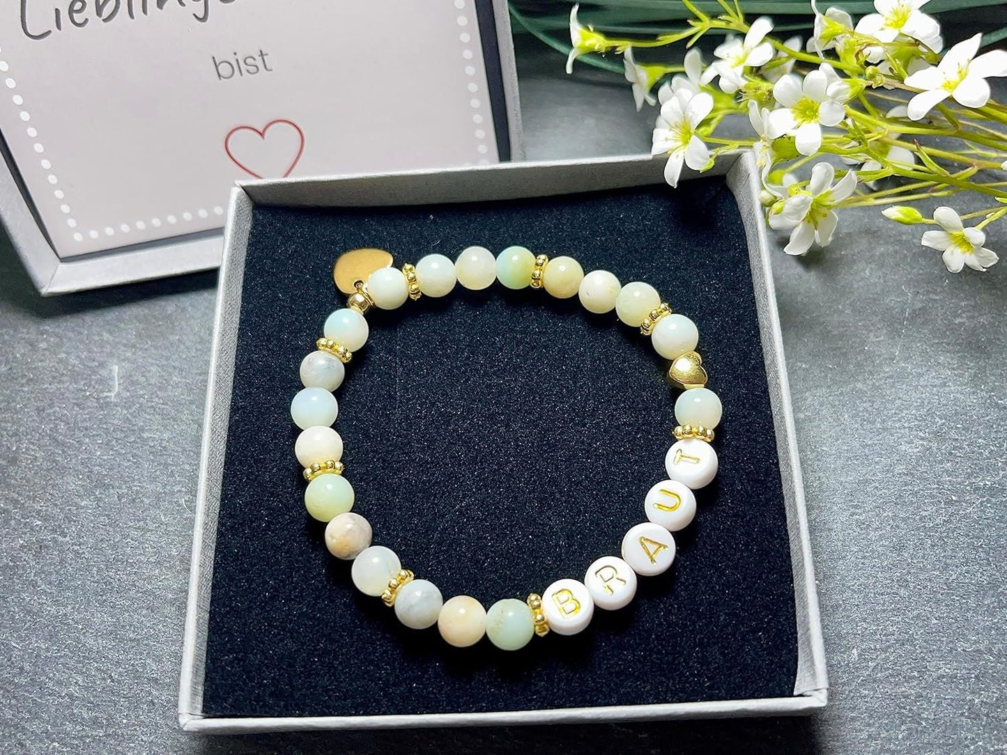 Perlenarmband Braut Amazonit echter Naturstein Gold - Geschenk Brautmama Brautjungfer Erinnerungsarmband Hochzeit - viele Edelsteine