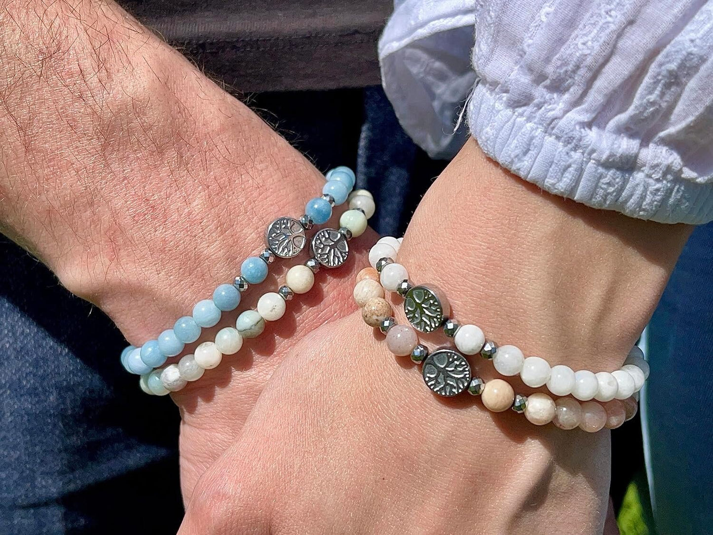 Perlenarmband Granat Lebensbaum Hämatit Roségold - Gunmetal Dunkelsilber Silber - spirituelles Armband Wachstum Ganzheit - personalisierbar