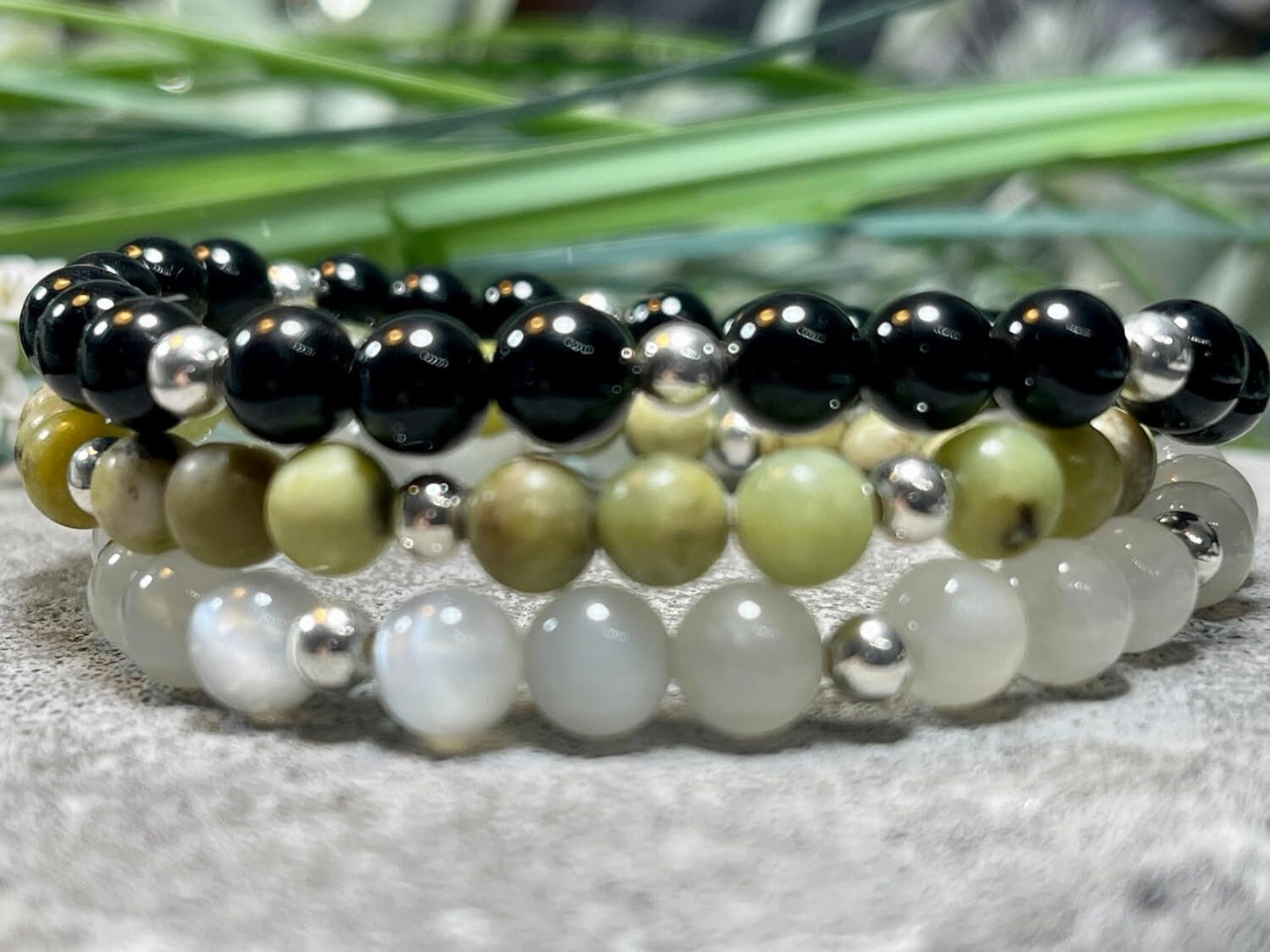 Armband Peridot Perlen echt 6mm mit Sterling Silber 925 Perlen Gold Roségold plated -  Freude Toleranz Gelassenheit- Spirituell