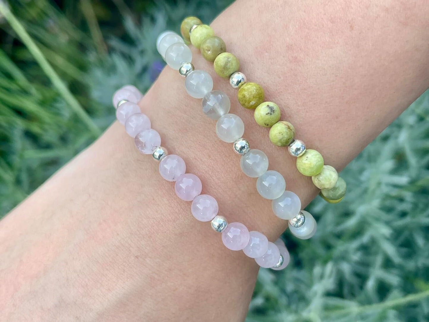 Armband Peridot Perlen echt 6mm mit Sterling Silber 925 Perlen Gold Roségold plated -  Freude Toleranz Gelassenheit- Spirituell
