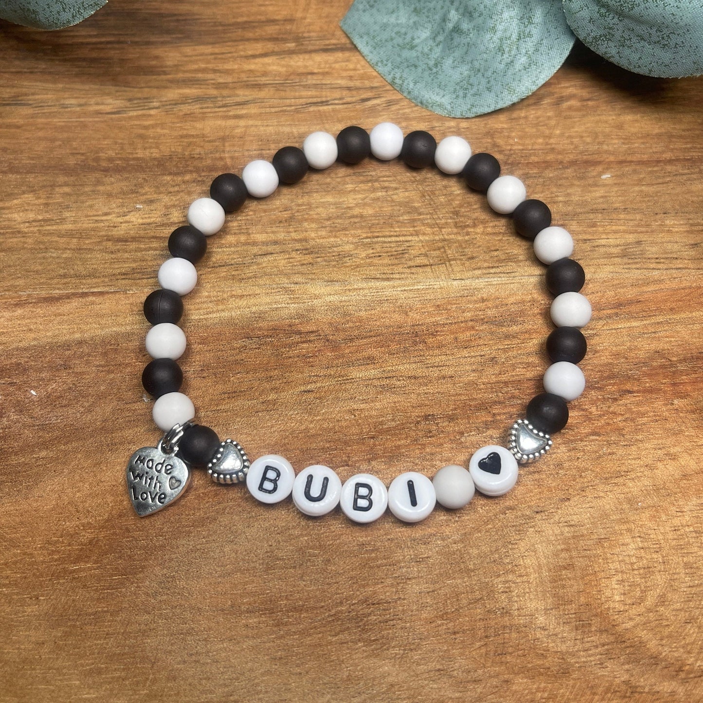 Kinderarmband Schwarz Grau - Geschenk für Jungen Kinderarmband Namensarmband - Geburtstagsgeschenk - Farben wählbar individualisierbar