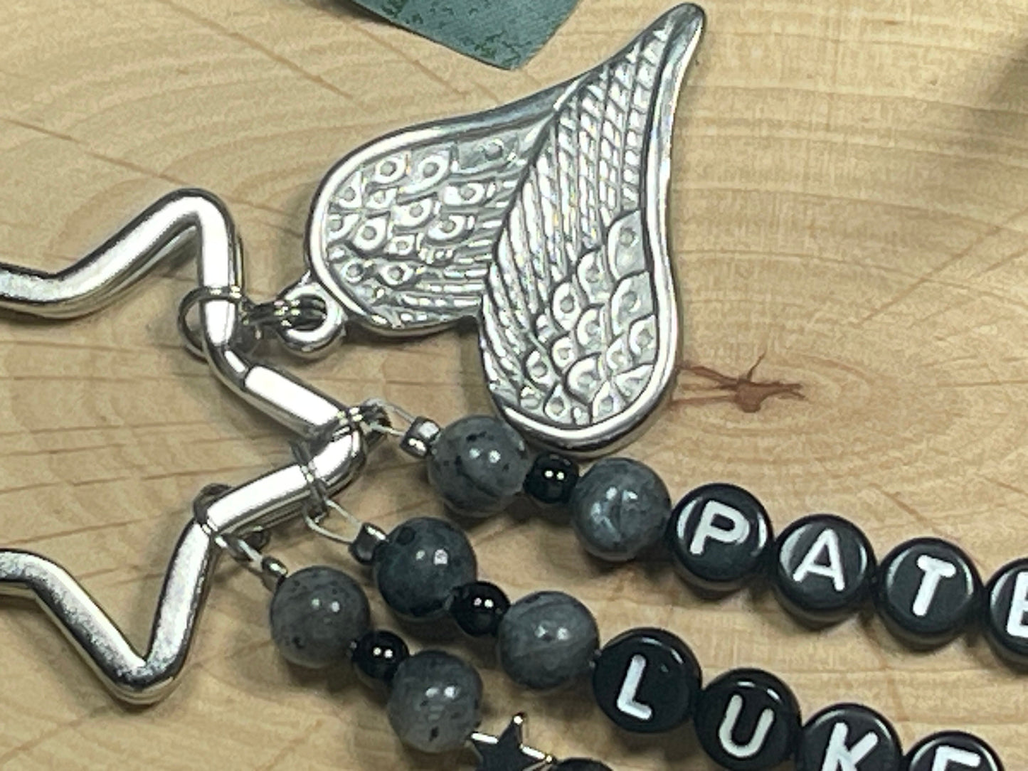 Schlüsselanhänger Patentante und Name Labradorit - Geschenk Frage Patenschaft Andenken Taufe Taufgeschenk -  Edelsteine wählbar anpassbar