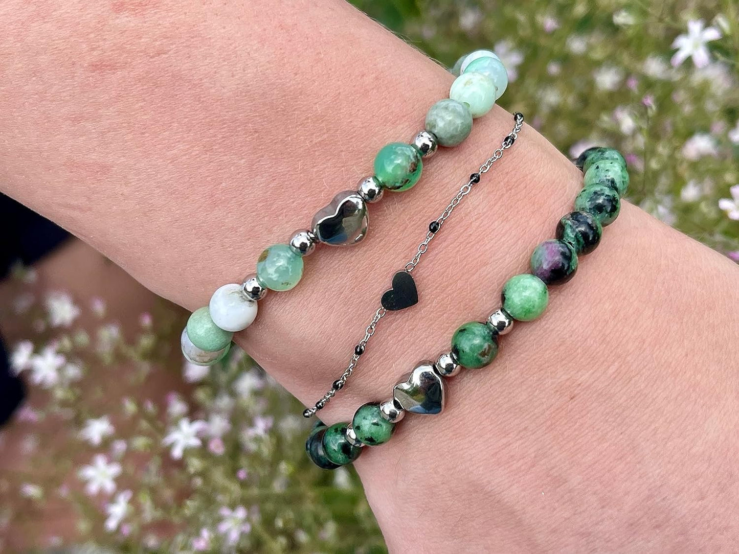 Armband Serpentin Herz Edelstahl Silber - Perlenarmband Kreativität Vertrauen Freundschaft - Spiritueller Schmuck Damen Mädchen