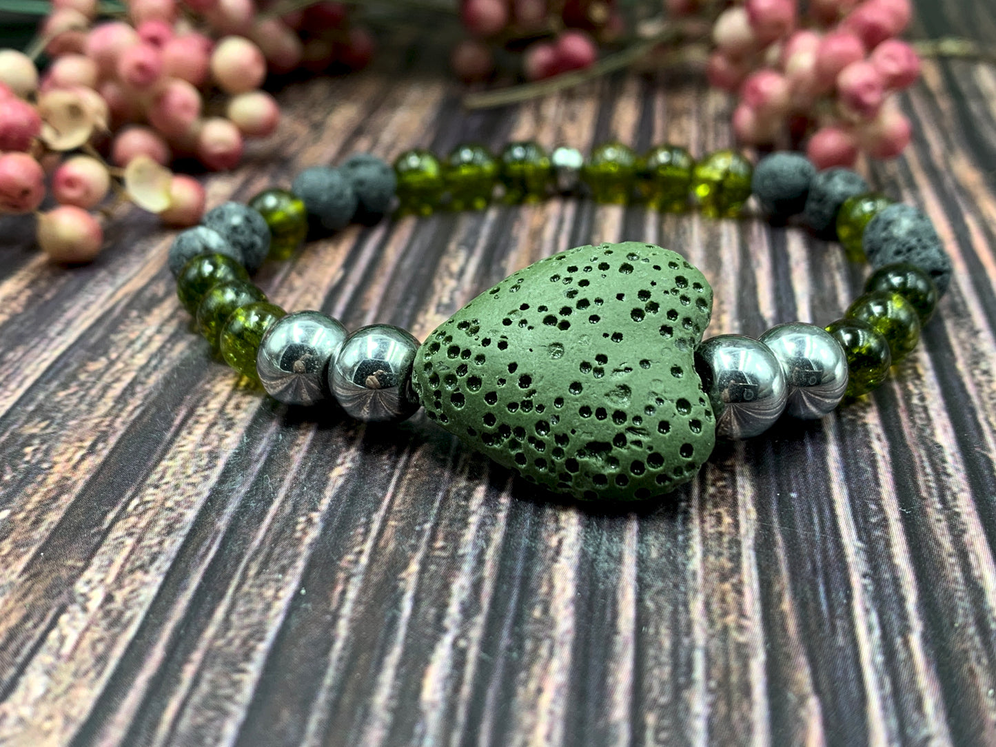 Armband Diffuser Peridot Lava Hämatit, Schmuck für ätherische Öle, Duftarmband